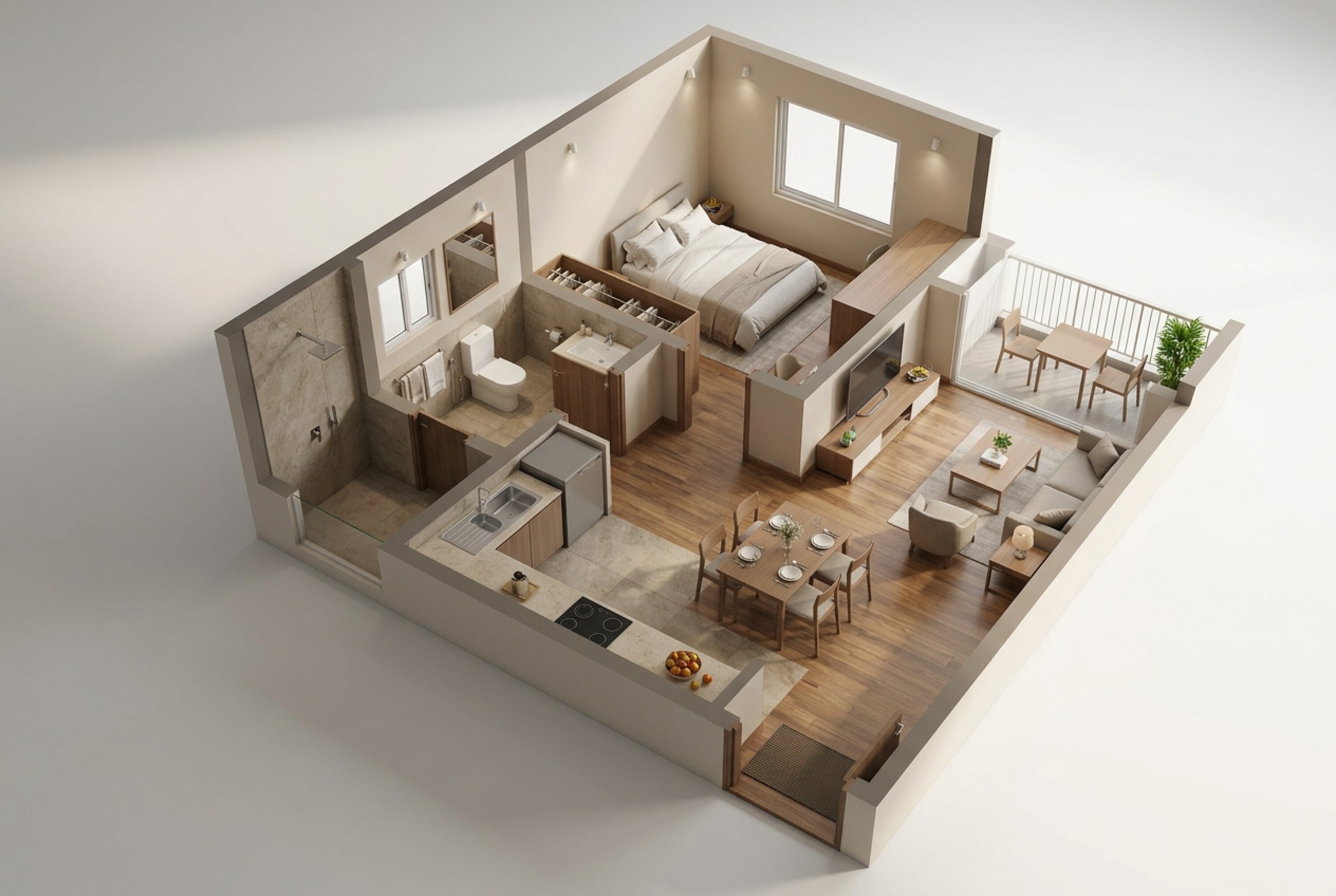 Floor plan of 1 BHK 753 Sq. Ft. Apartment in Sobha Madison Heights Town Park, Bangalore