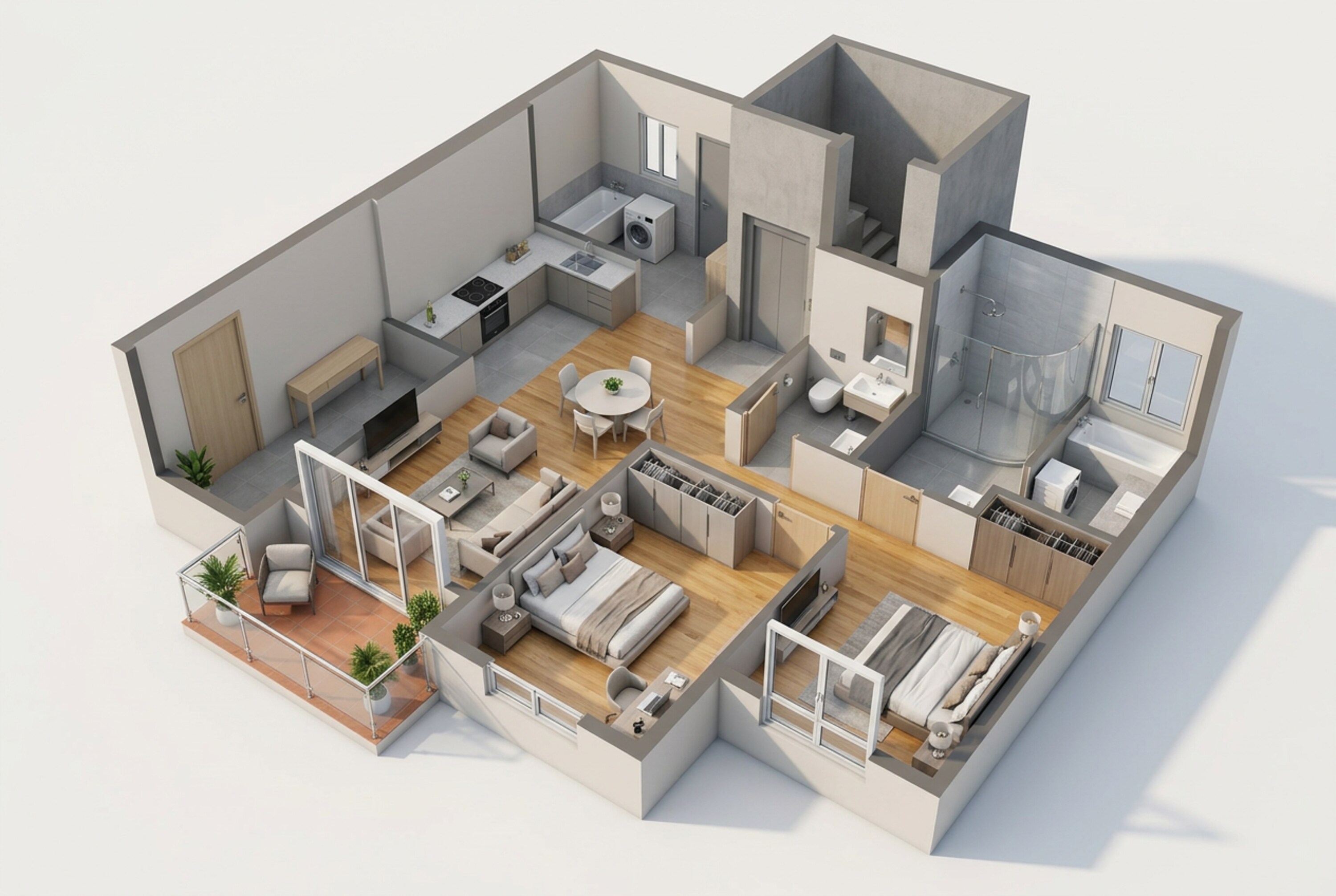 Floor plan of 2 BHK 1240 Sq. Ft. Apartment in Sobha Madison Heights Town Park, Bangalore