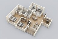 Floor plan of 2 BHK 1339 Sq. Ft. Apartment in Sobha Madison Heights Town Park, Bangalore