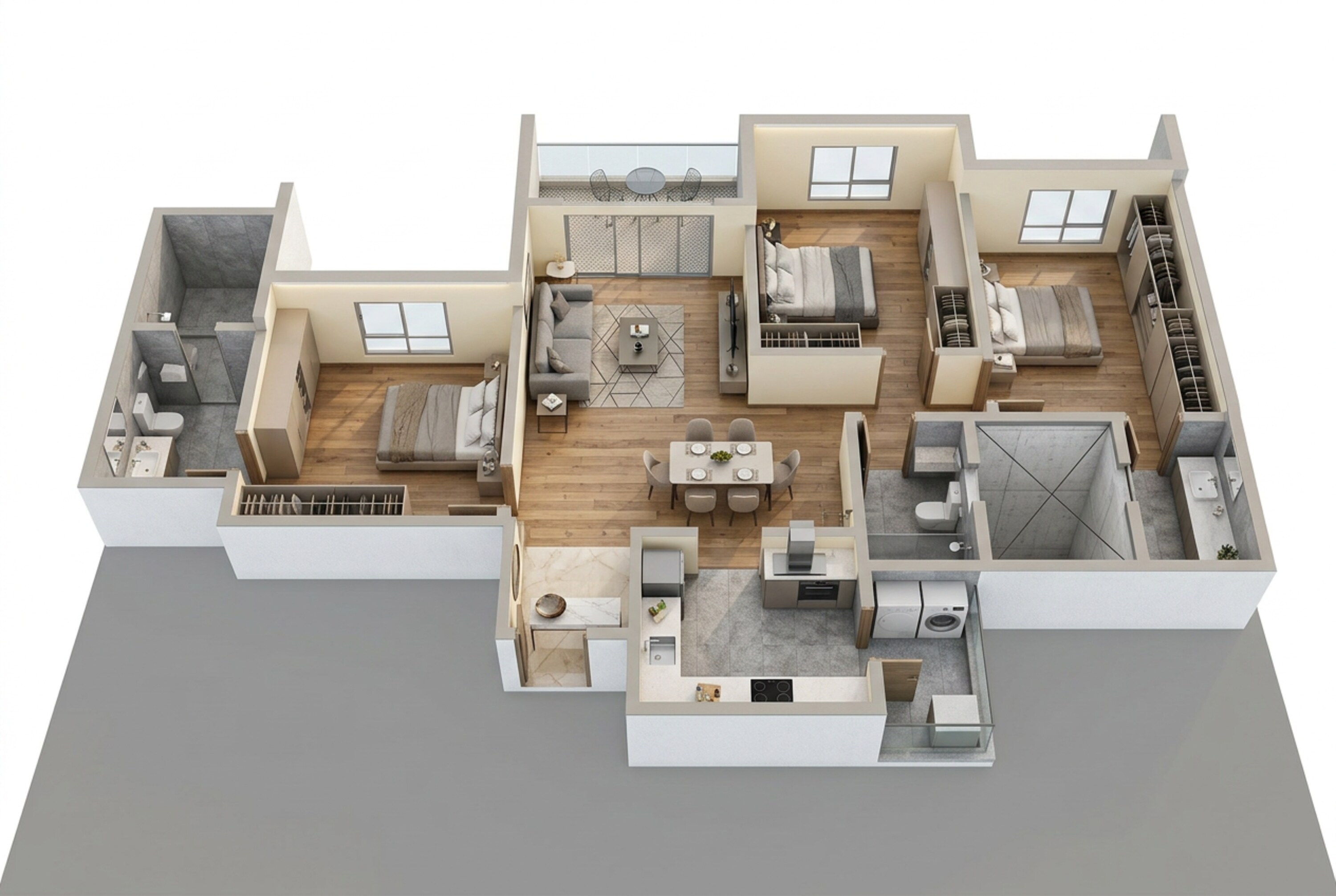 Floor plan of 3 BHK 1514 Sq. Ft. Apartment in Sobha Madison Heights Town Park, Bangalore