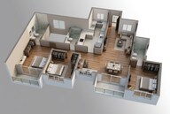 Floor plan of 3 BHK 1842 Sq. Ft. Apartment in Sobha Madison Heights Town Park, Bangalore