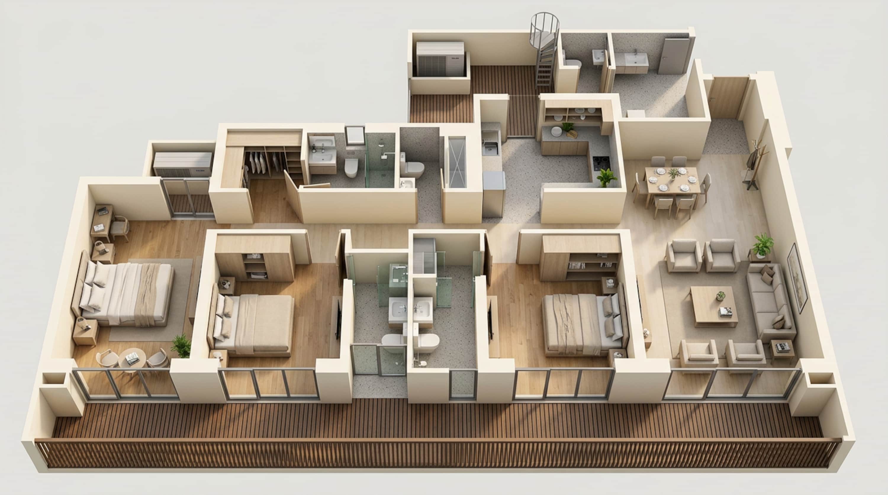 Floor plan of 3 BHK 2970 Sq. Ft. Apartment in Godrej Astra, Gurgaon
