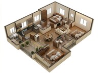 Floor plan of 2 BHK 1055 Sq. Ft. Apartment in Radiance Solitaire, Chennai