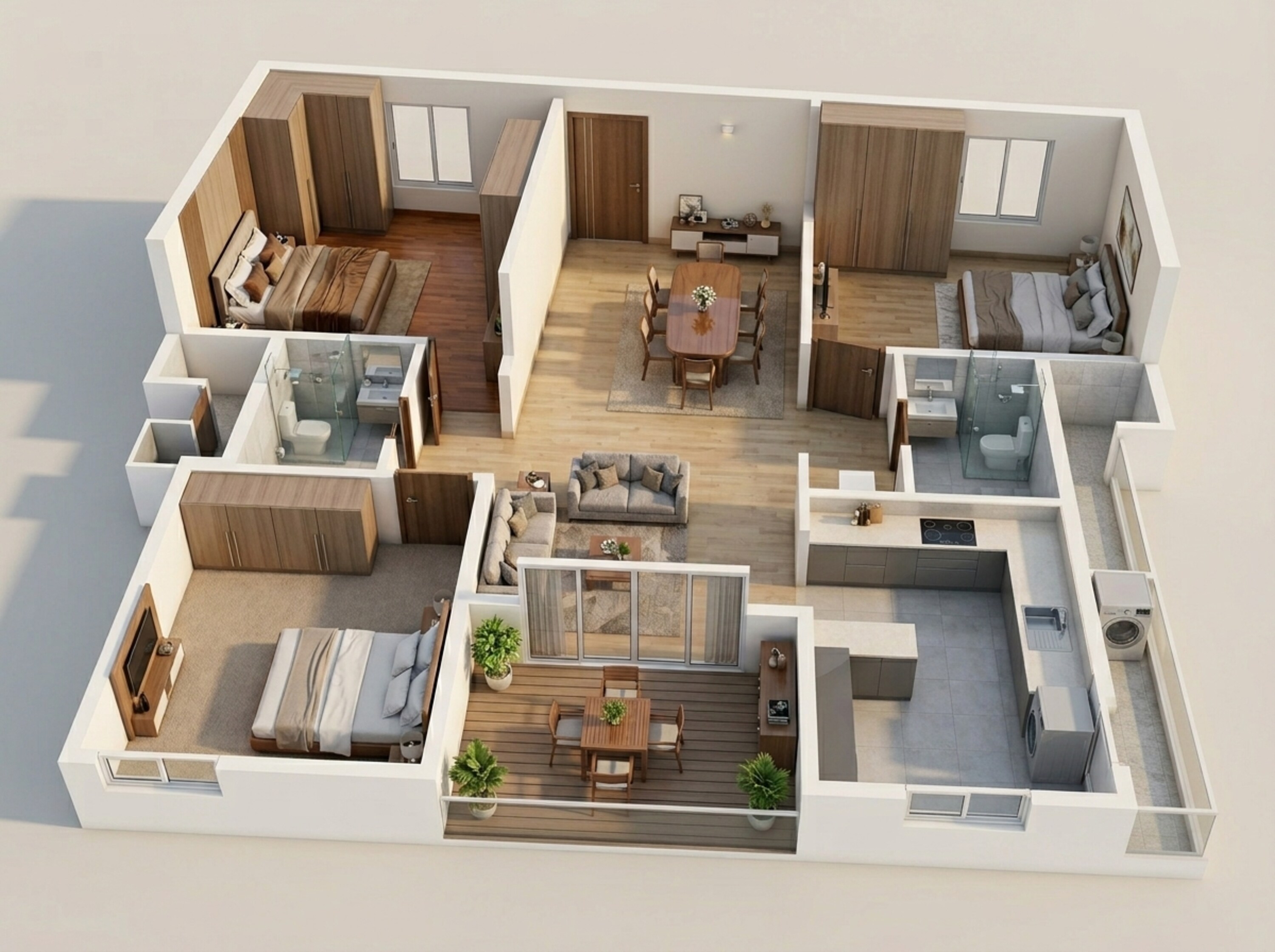 Floor plan of 3 BHK 1412 Sq. Ft. Apartment in Radiance Solitaire, Chennai