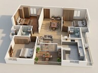 Floor plan of 3 BHK 1412 Sq. Ft. Apartment in Radiance Solitaire, Chennai