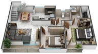 Floor plan of 2 BHK 750 Sq. Ft. Apartment in Riva Whitehill, Palghar