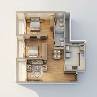 Floor plan of 2 BHK 794 Sq. Ft. Apartment in Kohinoor Woodshire, Pune