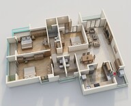 Floor plan of 3 BHK 1121 Sq. Ft. Apartment in Kohinoor Woodshire, Pune