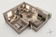 Floor plan of 1 BHK 543 Sq. Ft. Apartment in Sowparnika Rhythm Of Rain, Bangalore