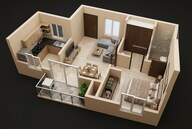 Floor plan of 1 BHK 551 Sq. Ft. Apartment in Sowparnika Rhythm Of Rain, Bangalore
