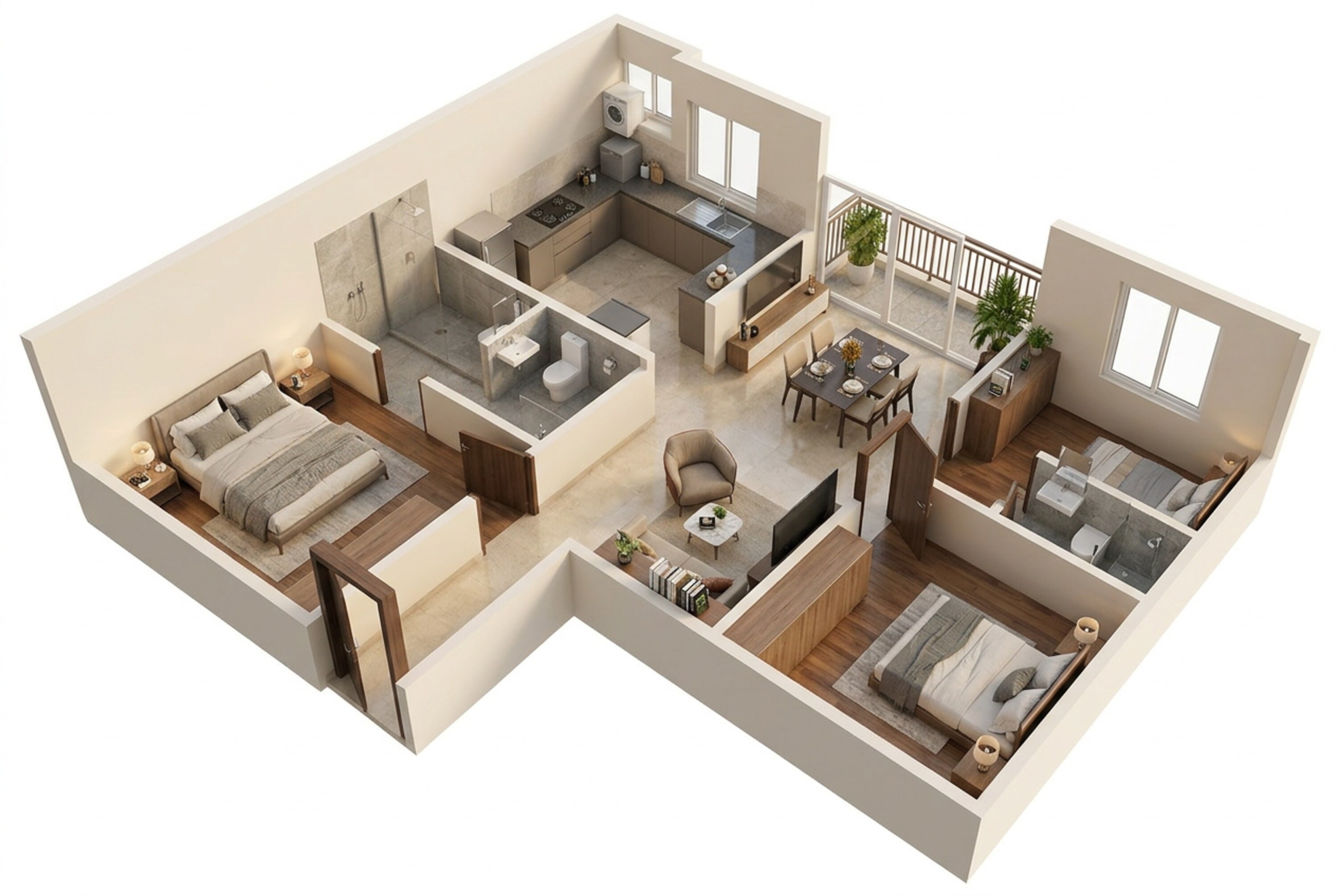 Floor plan of 2 BHK 940 Sq. Ft. Apartment in Sowparnika Rhythm Of Rain, Bangalore