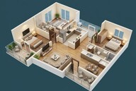 Floor plan of 2 BHK 1157 Sq. Ft. Apartment in Sowparnika Rhythm Of Rain, Bangalore