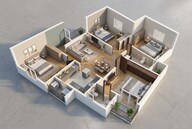 Floor plan of 3 BHK 1194 Sq. Ft. Apartment in Sowparnika Rhythm Of Rain, Bangalore