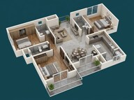 Floor plan of 3 BHK 1601 Sq. Ft. Apartment in Sowparnika Rhythm Of Rain, Bangalore