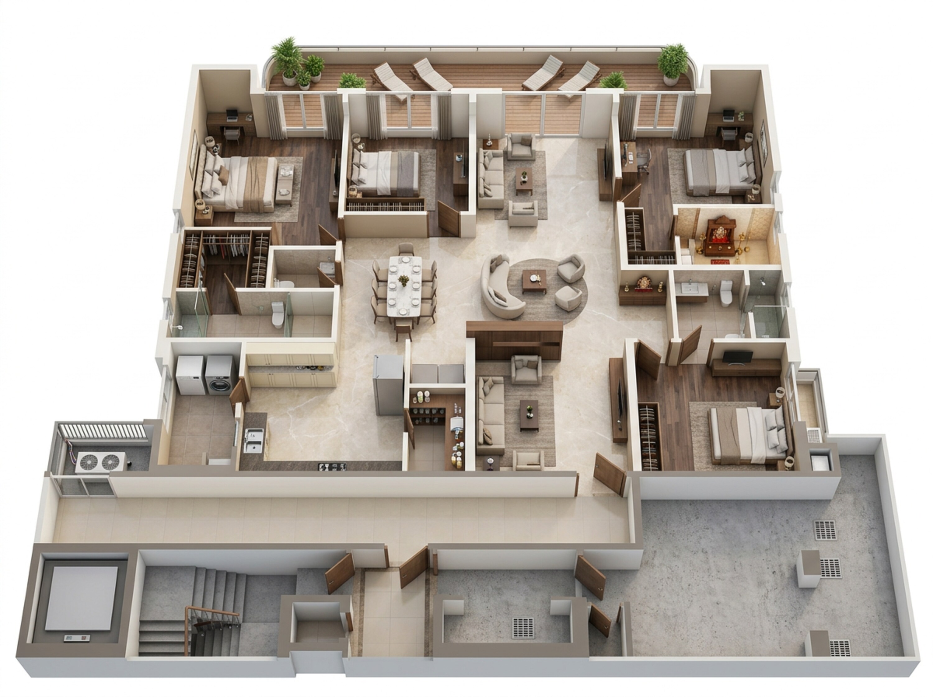 Floor plan of 4 BHK 3900 Sq. Ft. Apartment in Brigade Gateway, Hyderabad