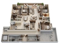Floor plan of 4 BHK 3900 Sq. Ft. Apartment in Brigade Gateway, Hyderabad