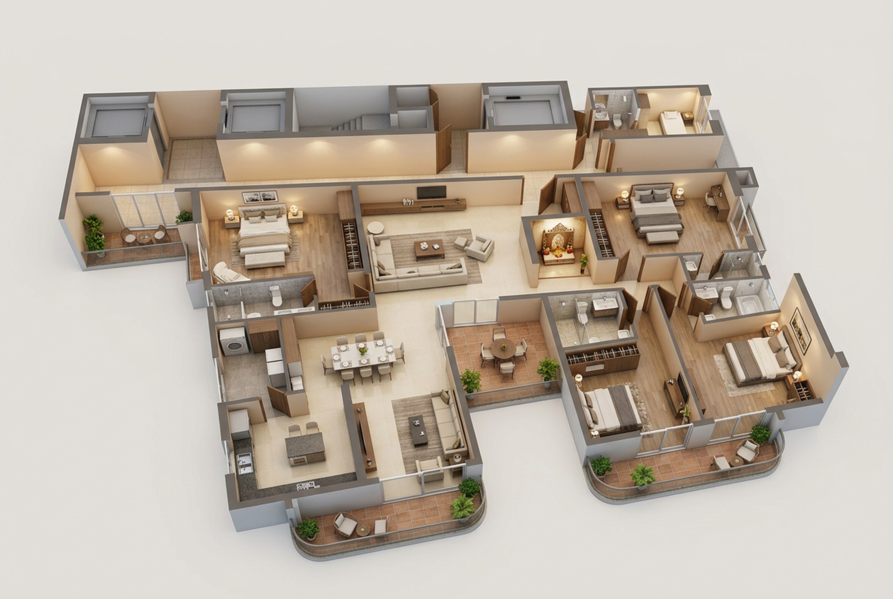 Floor plan of 4 BHK 4980 Sq. Ft. Apartment in Brigade Gateway, Hyderabad