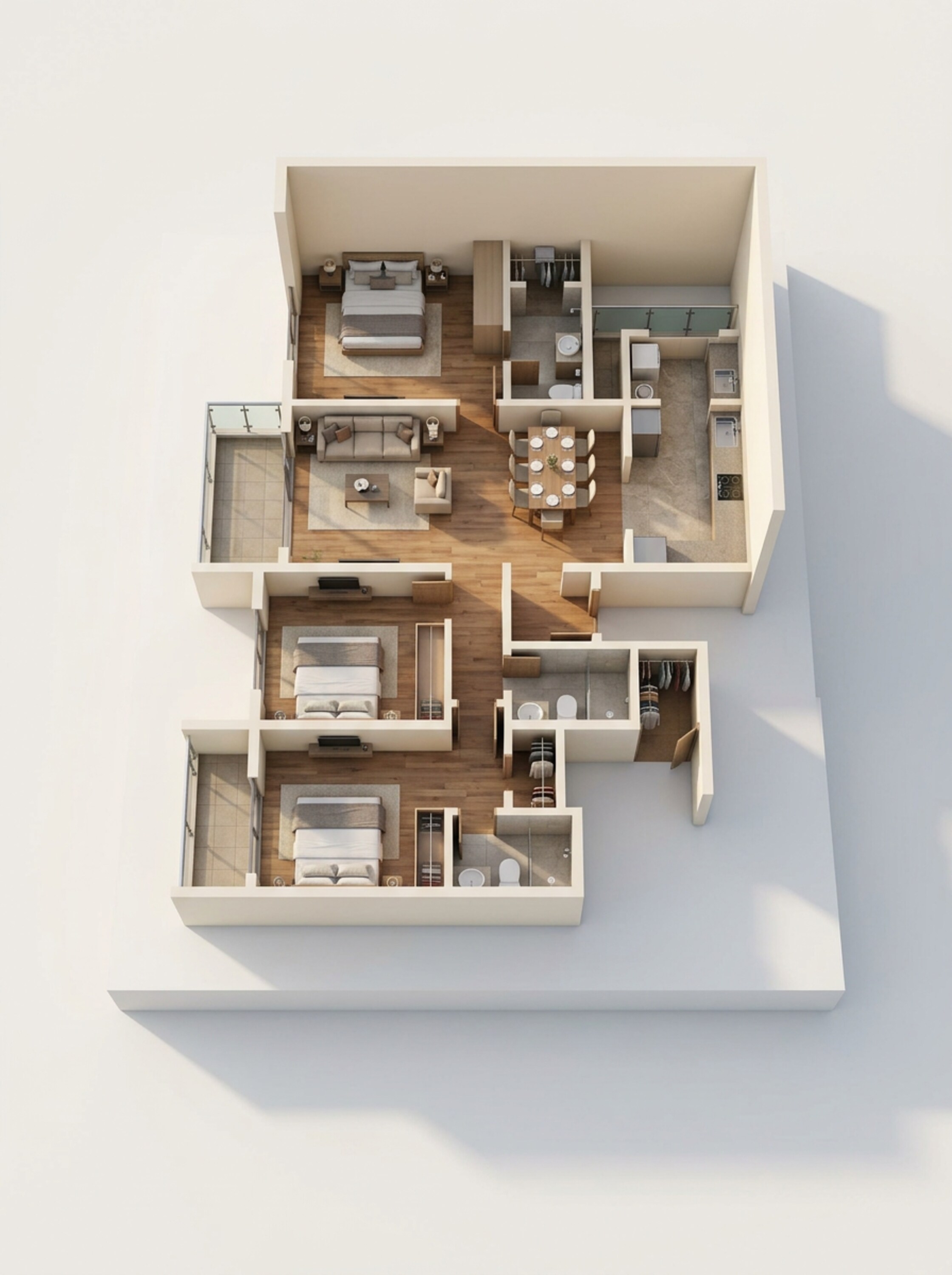 Floor plan of 3 BHK 1624 Sq. Ft. Apartment in Birla Evara, Bangalore