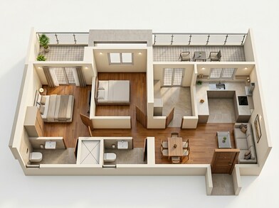 Floor plan of 2 BHK 687 Sq. Ft. Apartment in Juhi Elegance, Navi Mumbai
