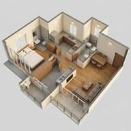 Floor plan of 1 BHK 502 Sq. Ft. Apartment in Shree Ostwal Akaasha, Thane