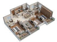Floor plan of 3 BHK 1172 Sq. Ft. Apartment in Purva Atmosphere, Pune