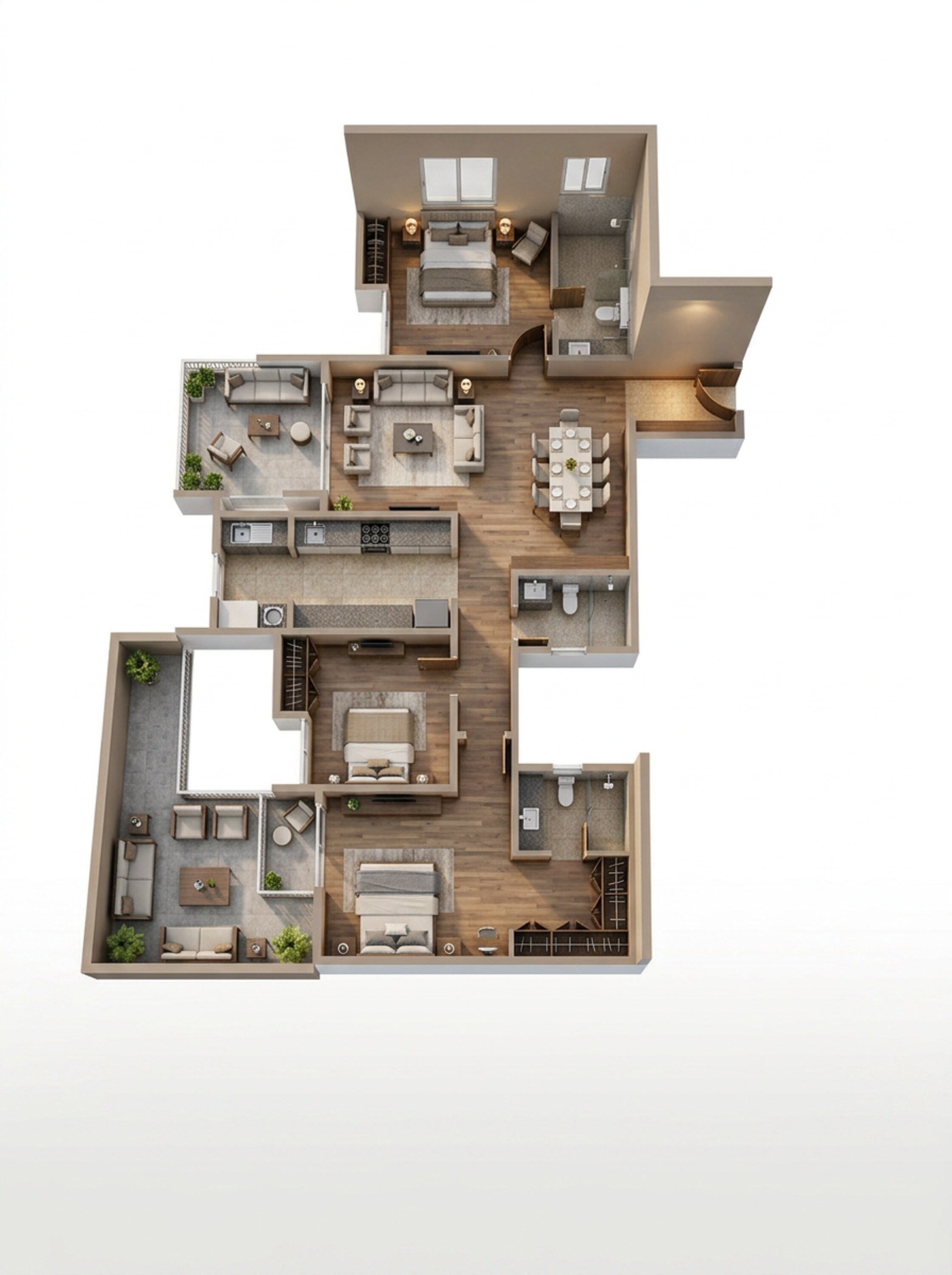Floor plan of 3 BHK 1821 Sq. Ft. Apartment in Assetz Ren And Rei, Bangalore