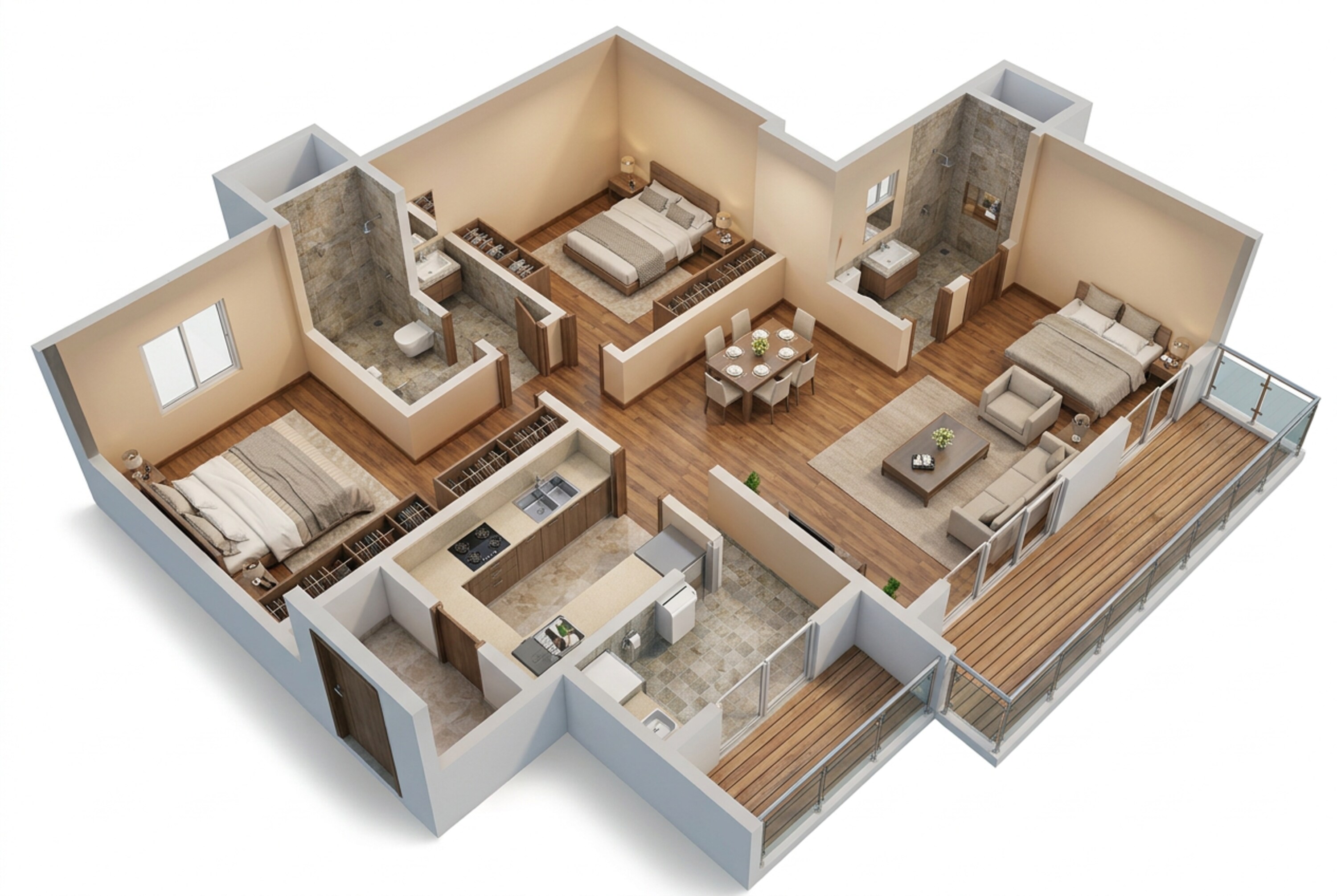 Floor plan of 2 BHK Apartment - 713 sq. ft. in Prestige Suncrest, Bangalore