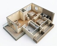 Floor plan of 2 BHK 413 Sq. Ft. Apartment in Vistara World, Navi Mumbai