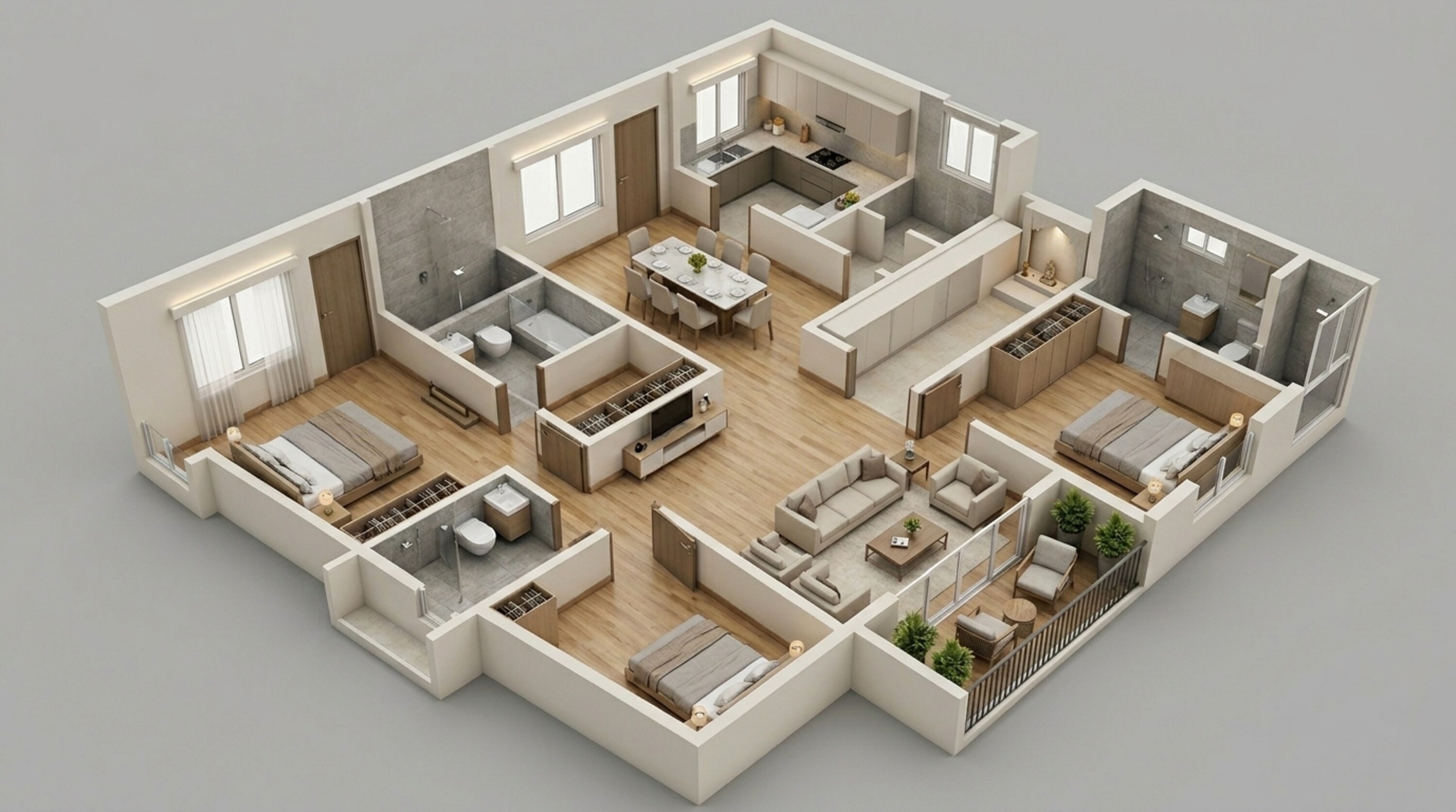 Floor plan of 3 BHK 2190 Sq. Ft. Apartment in Baashyaam Enchanted, Chennai
