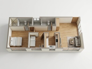 Floor plan of 2 BHK 673 Sq. Ft. Apartment in Kamla Arunkamal, Mumbai