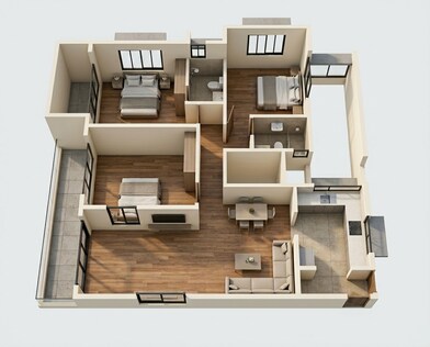 Floor plan of 3 BHK 1107 Sq. Ft. Apartment in Kamla Arunkamal, Mumbai