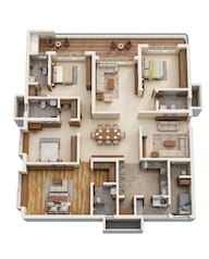 Floor plan of 4 BHK 3584 Sq. Ft. Apartment in Raghava Cinq, Hyderabad