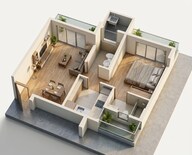 Floor plan of 1 BHK 422 Sq. Ft. Apartment in Ruparel Zinnia, Mumbai