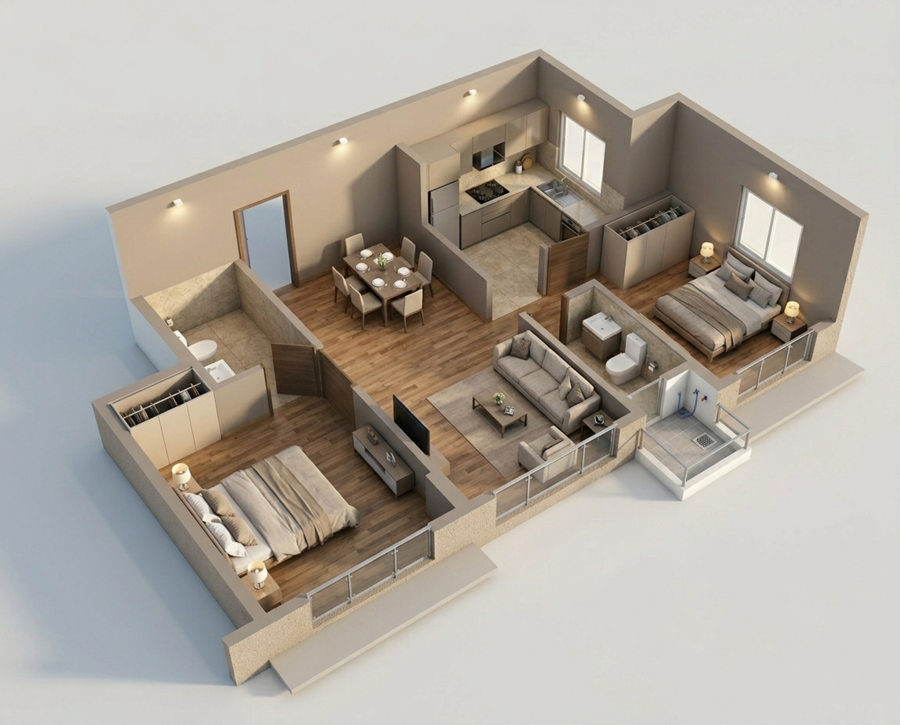 Floor plan of 2 BHK 555 Sq. Ft. Apartment in Ruparel Zinnia, Mumbai