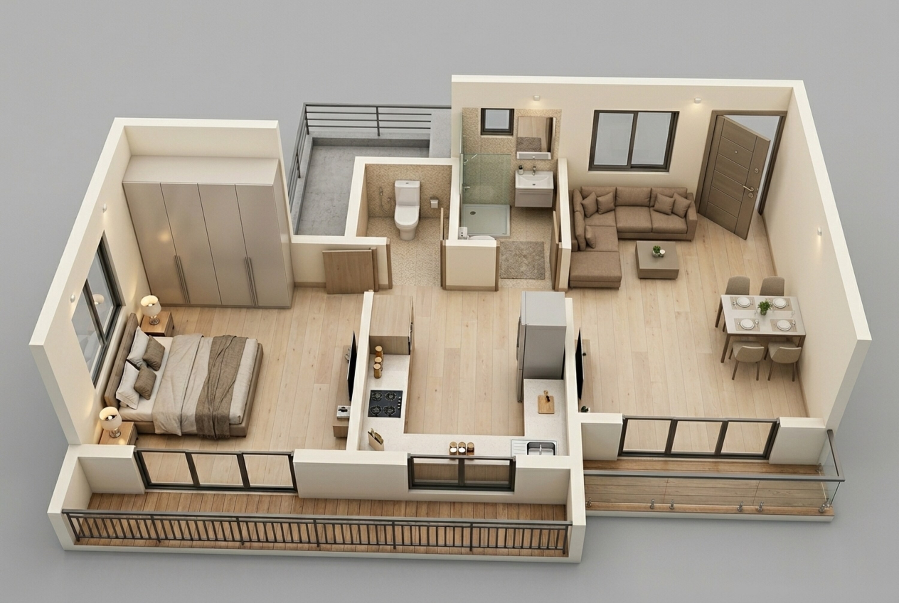 Floor plan of 1 BHK 418 Sq. Ft. Apartment in Sai Shiv Sarovar Heritage, Thane