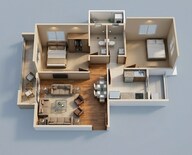 Floor plan of 2 BHK 851 Sq. Ft. Apartment in Platinum Oakwoods, Navi Mumbai