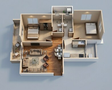 Floor plan of 2 BHK 851 Sq. Ft. Apartment in Platinum Oakwoods, Navi Mumbai