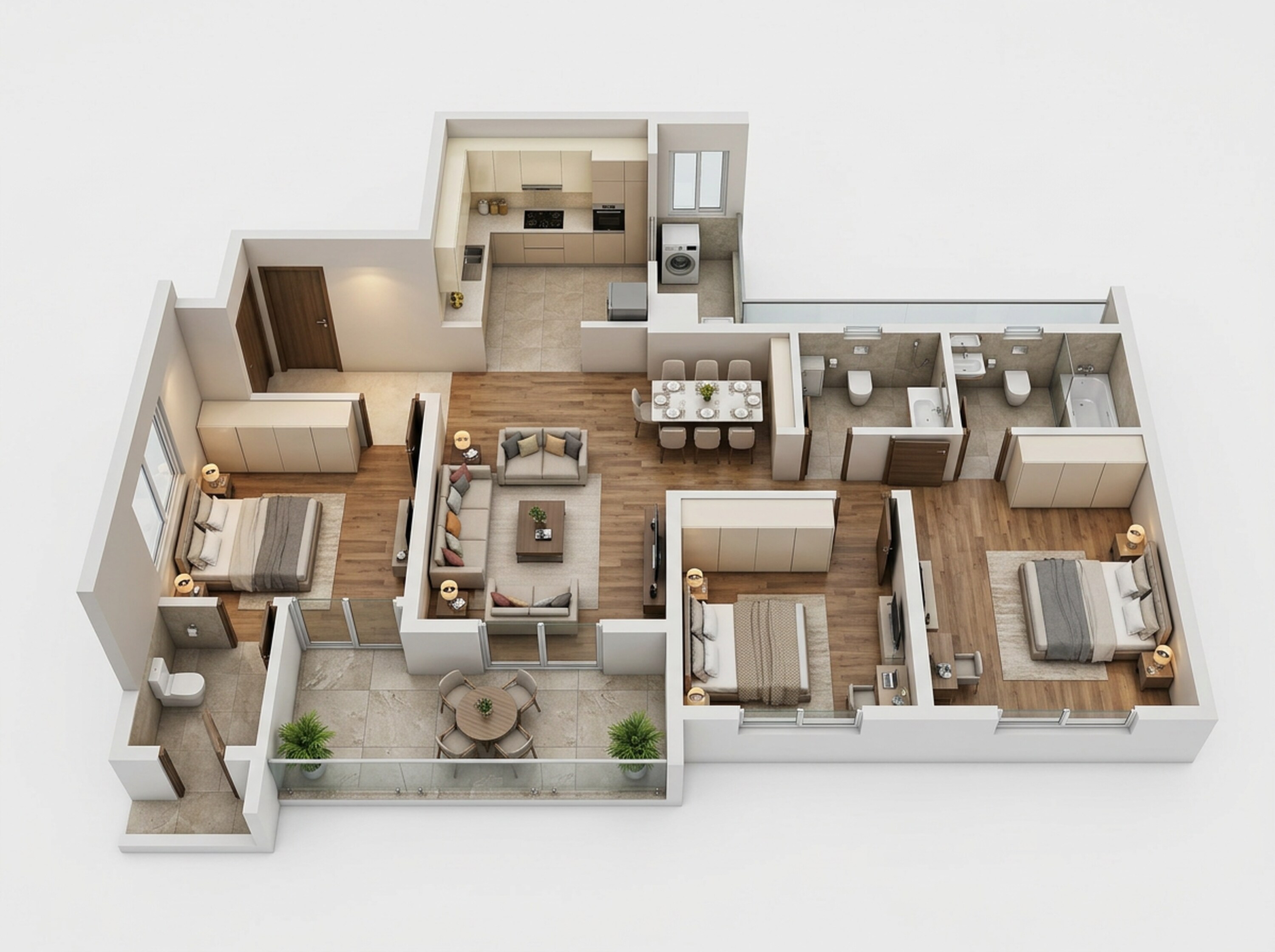 Floor plan of 3 BHK 1174 Sq. Ft. Apartment in Goel Ganga Imperia, Pune