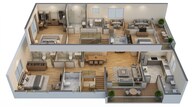 Floor plan of 4 BHK 2079 Sq. Ft. Apartment in Goel Ganga Imperia, Pune