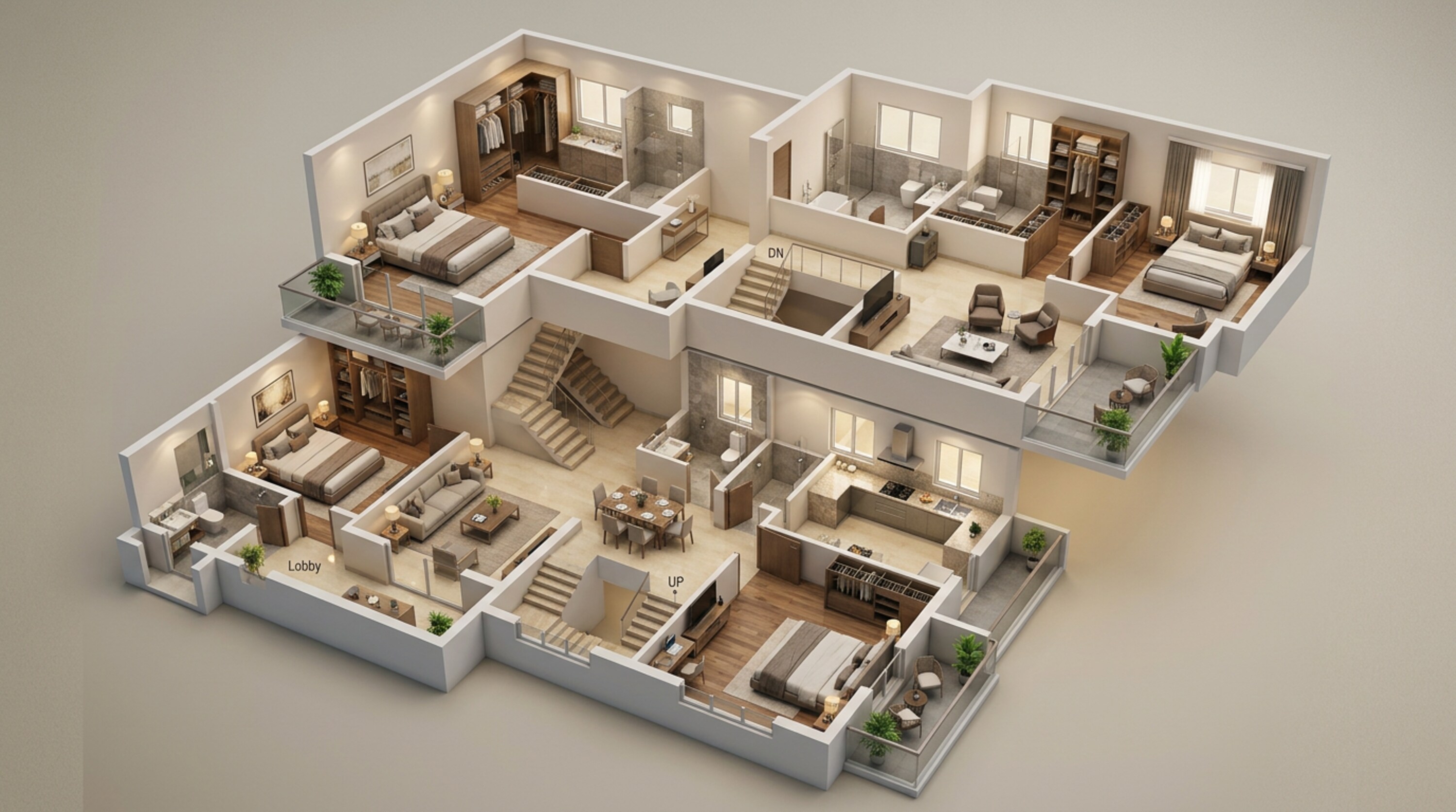Floor plan of 4 BHK 2095 Sq. Ft. Apartment in Goel Ganga Imperia, Pune