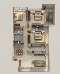Floor plan of 3 BHK 933 Sq. Ft. Apartment in Zee Sai Chintan, Mumbai