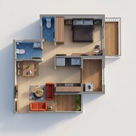 Floor plan of 1 BHK 375 Sq. Ft. Apartment in Arihant Adarsh, Navi Mumbai