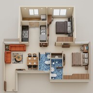 Floor plan of 2 BHK 535 Sq. Ft. Apartment in Arihant Adarsh, Navi Mumbai