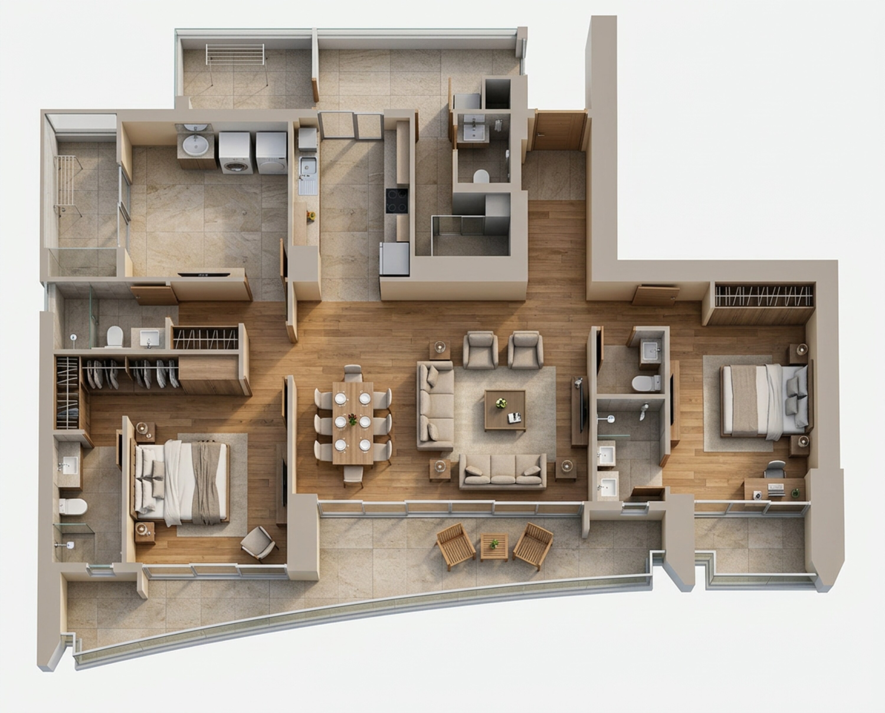 Floor plan of 3 BHK 3000 Sq. Ft. Apartment in Experion The Trillion, Gurgaon