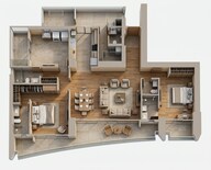Floor plan of 3 BHK 3000 Sq. Ft. Apartment in Experion The Trillion, Gurgaon
