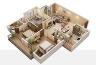 Floor plan of 2 BHK 1450 Sq. Ft. Apartment in BP DPS Palladio, Lucknow