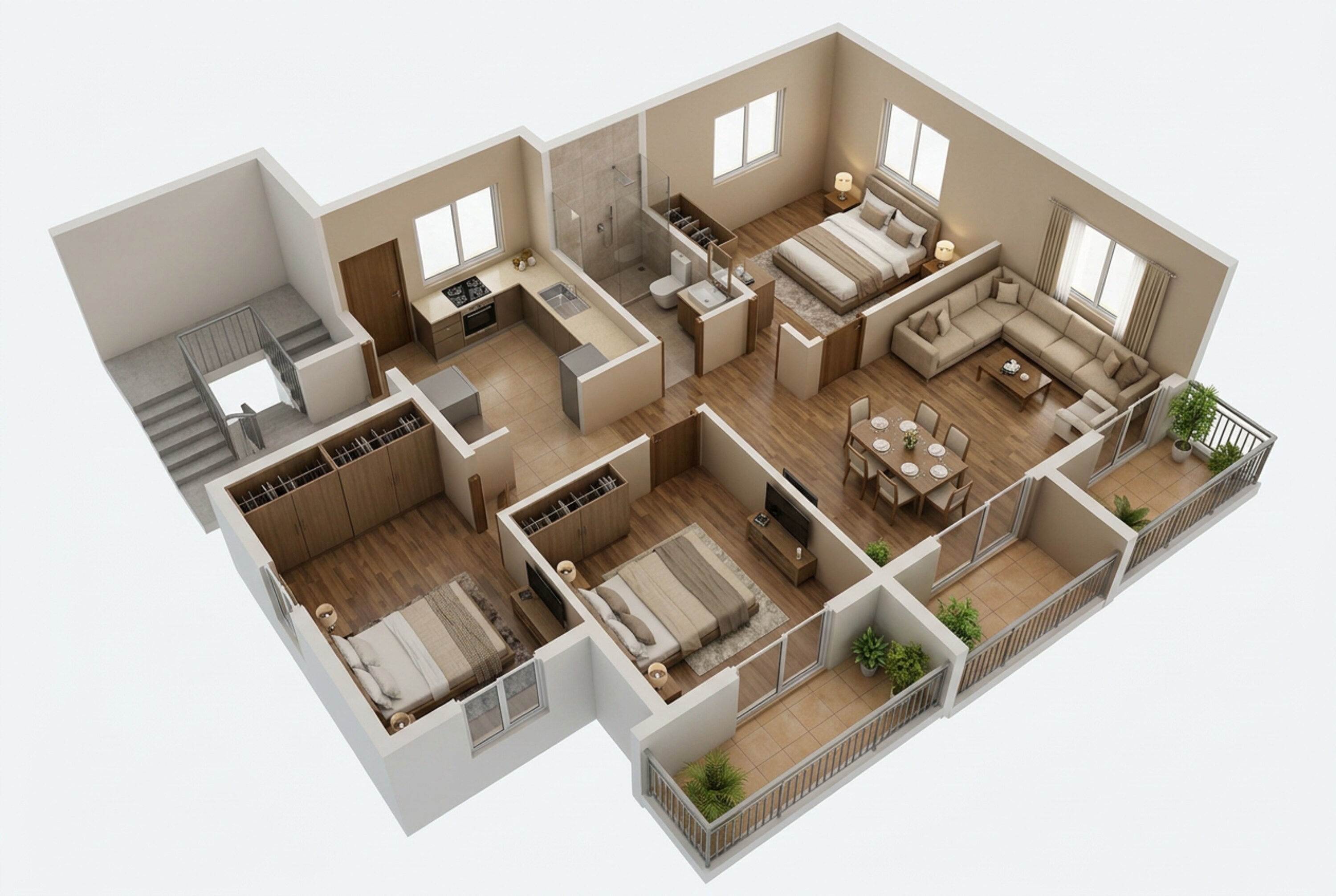 Floor plan of 3 BHK 1650 Sq. Ft. Apartment in BP DPS Palladio, Lucknow