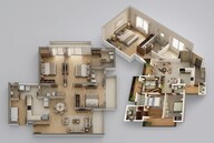 Floor plan of 3 BHK 2000 Sq. Ft. Apartment in BP DPS Palladio, Lucknow