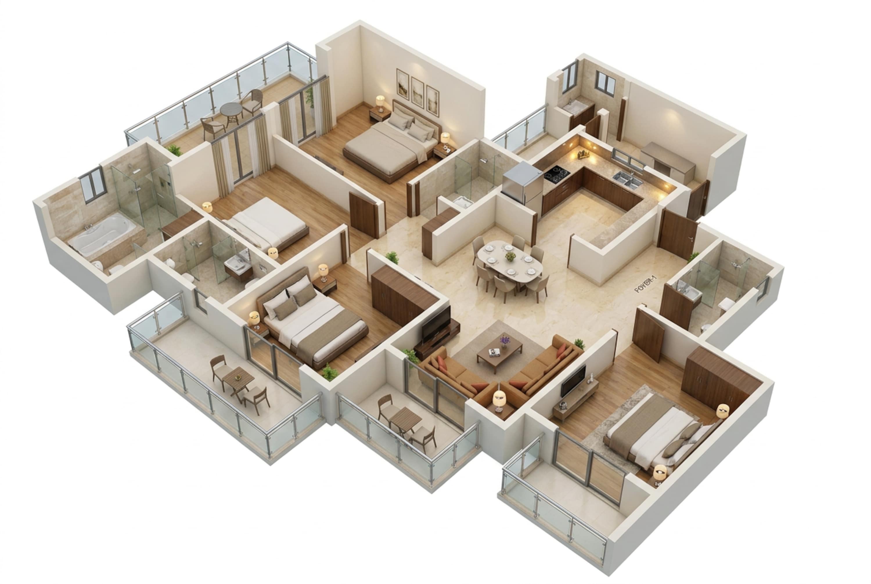 Floor plan of 4 BHK 2250 Sq. Ft. Apartment in BP DPS Palladio, Lucknow