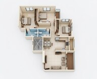Floor plan of 3 BHK 872 Sq. Ft. Apartment in Belvalkar Meera Apartments, Pune